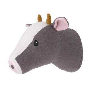 Little Love by NoJo Plush Fleece Grey and White Cow Head Wall Decor