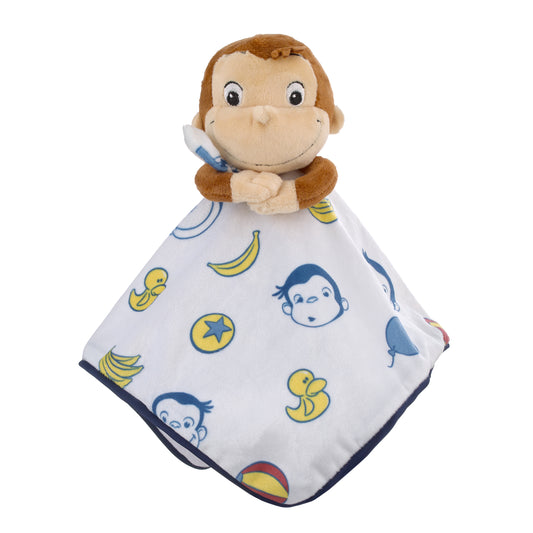 Welcome to the Universe Baby Curious George White, Blue, Red, Yellow and Brown Plush Security Baby Blanket