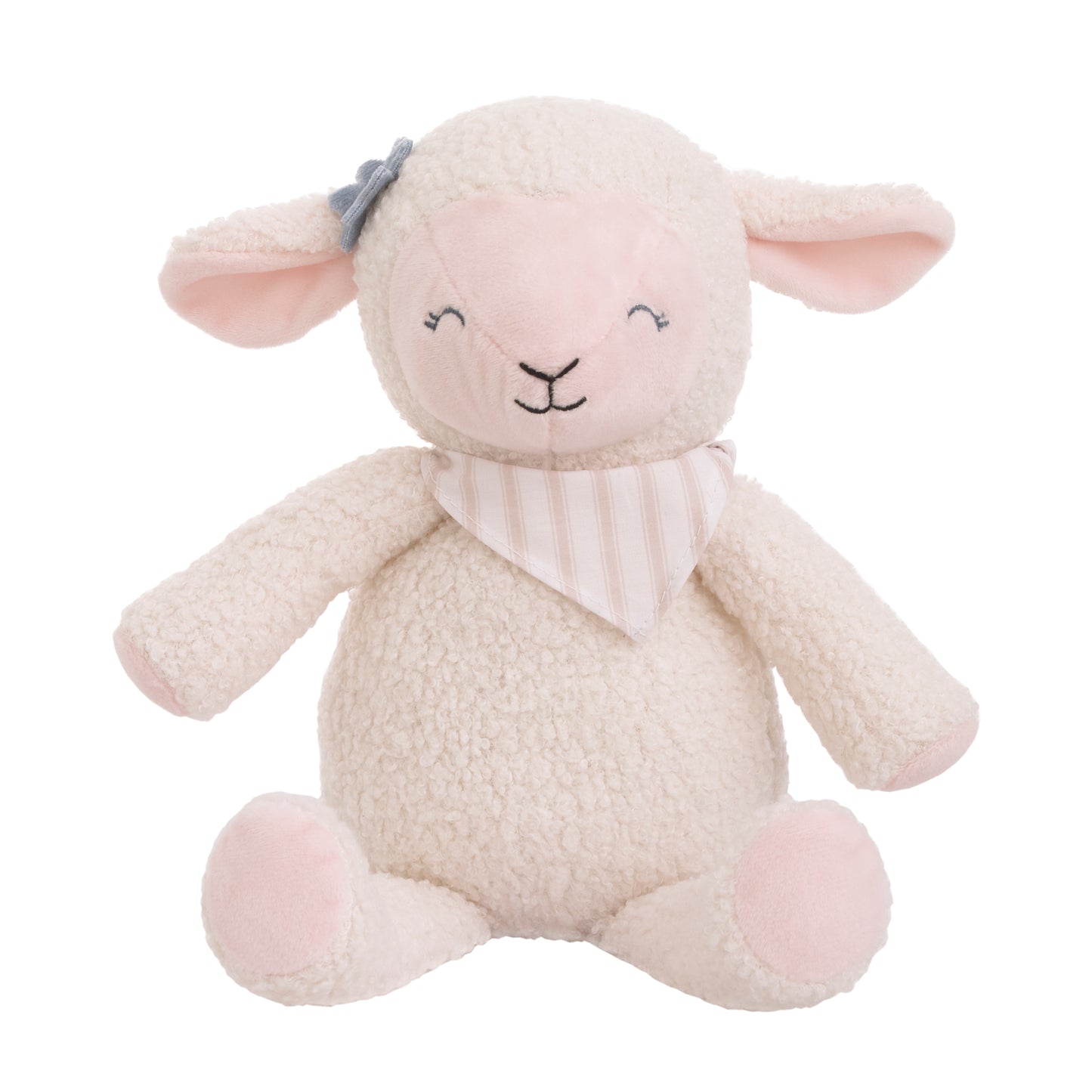 NoJo Farmhouse Chic Pink and White Super Soft Plush Stuffed Animal Lamb with Bandana - "Meadow"