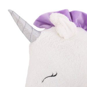 Little Love by NoJo Unicorn Shaped Plush Sherpa Decorative Pillow - White, Lilac, Silver