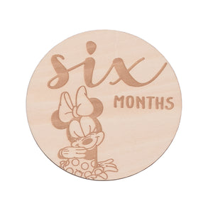 Disney Minnie Mouse Natural Wood Tone, 12 Piece Wooden Engraved Milestone Cards