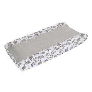 Sloth Let's Hang Out Grey and White Changing Pad Cover