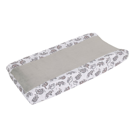 Sloth Let's Hang Out Grey and White Changing Pad Cover