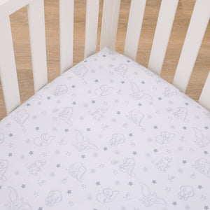 NoJo Disney Dumbo Shine Bright Lil Star Gray and White Stars Nursery Fitted Crib Sheet