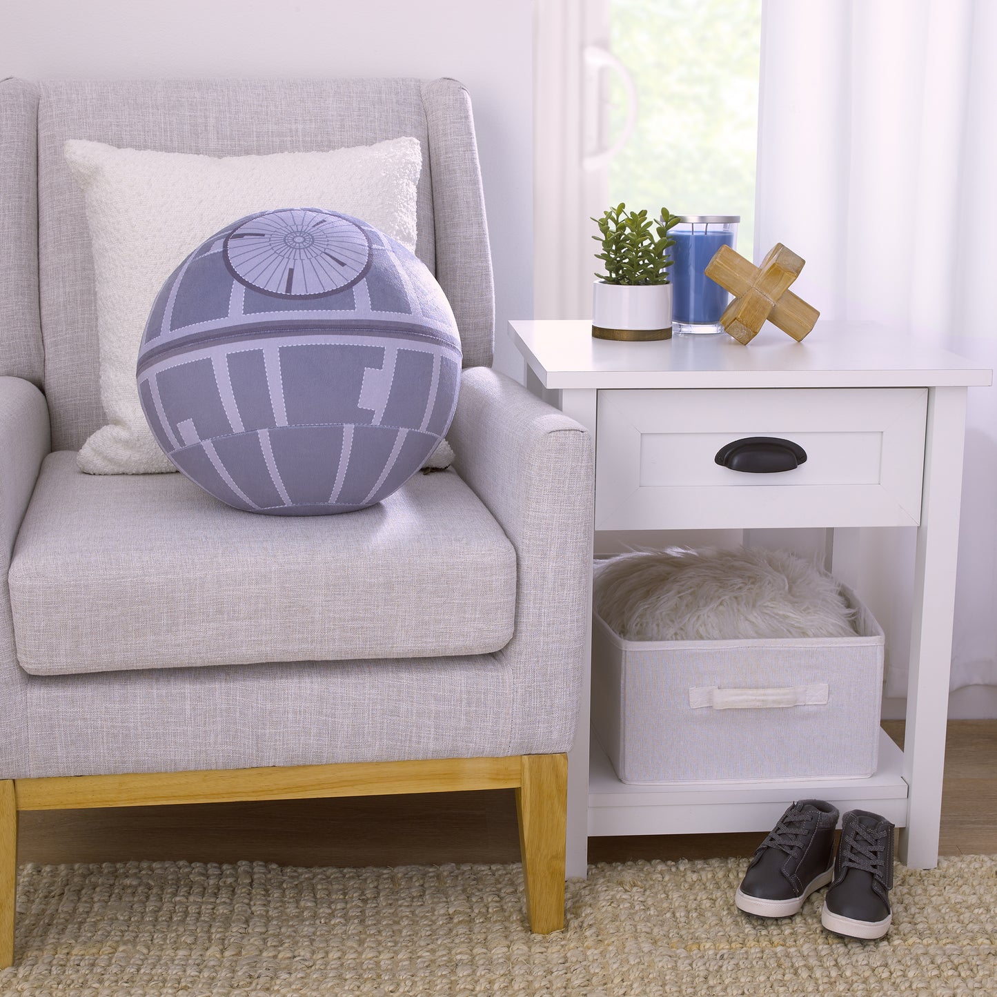 Star Wars Death Star Shaped Gray and White Plush Toddler Pillow