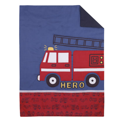 Carter's Firetruck Red, White, and Blue 4 Piece Toddler Bedding Set