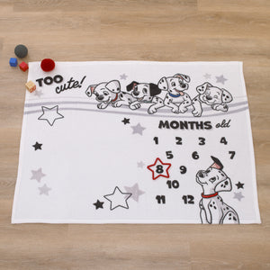 Disney 101 Dalmatians White and Black Too Cute Super Soft Photo Op Milestone Baby Blanket
