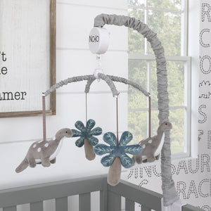 NoJo Baby-Saurus Gray Brontosaurus and Palm Tree Musical Mobile