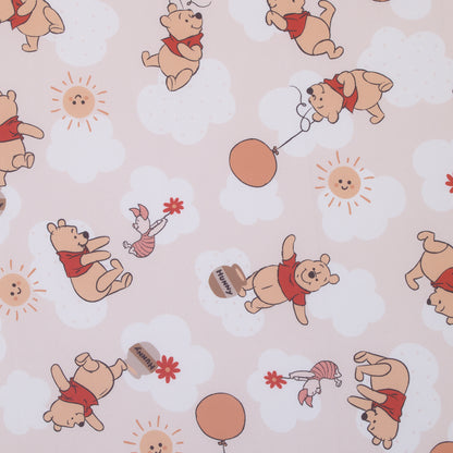 Disney Winnie the Pooh Tan, Red, and White Piglet, Balloons, and Hunny Pots Super Soft Nursery Fitted Mini Crib Sheet