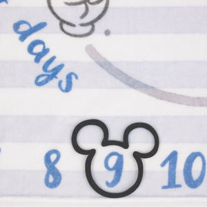 Disney Mickey Mouse Light Blue, Red and White Super Soft Milestone Baby Blanket