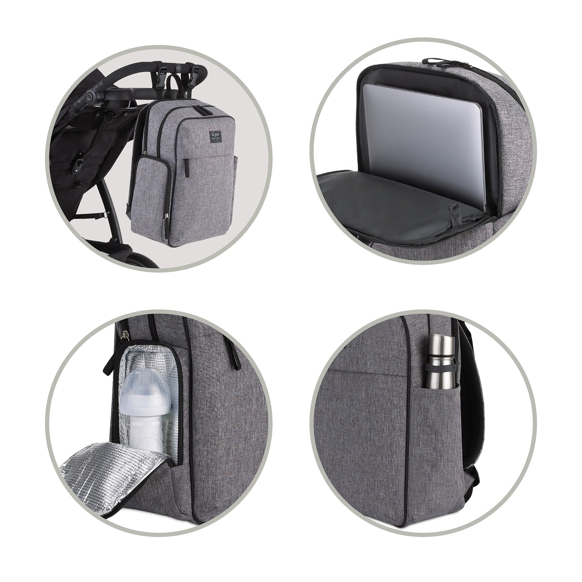 NoJo Baby Boom Gear Backpack Diaper Bag Gray