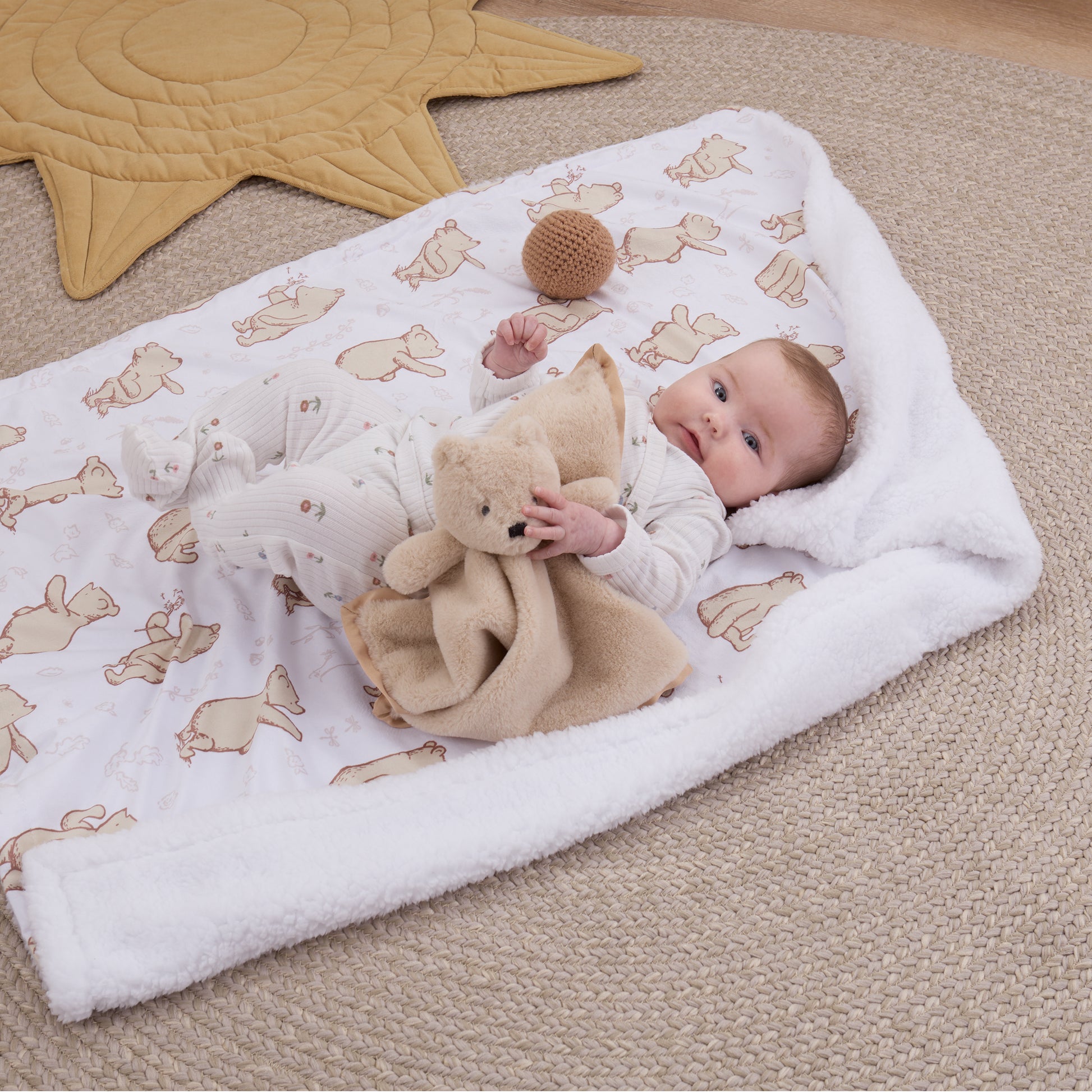 NoJo Disney Classic Winnie the Pooh You Are So Loved Plush Security Blanket, Tan