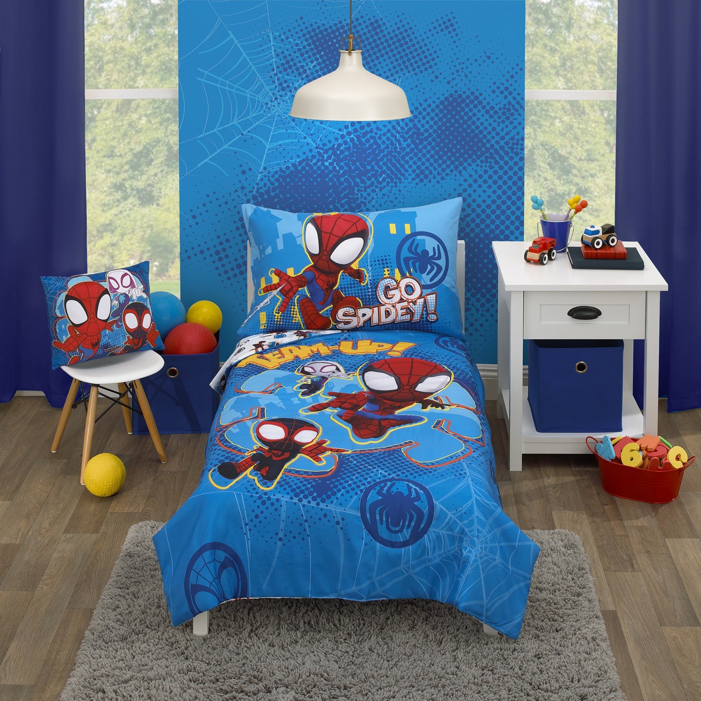 Marvel Spidey and his Amazing Friends Spidey Team Red, White, and Blue Super Soft Toddler Pillow