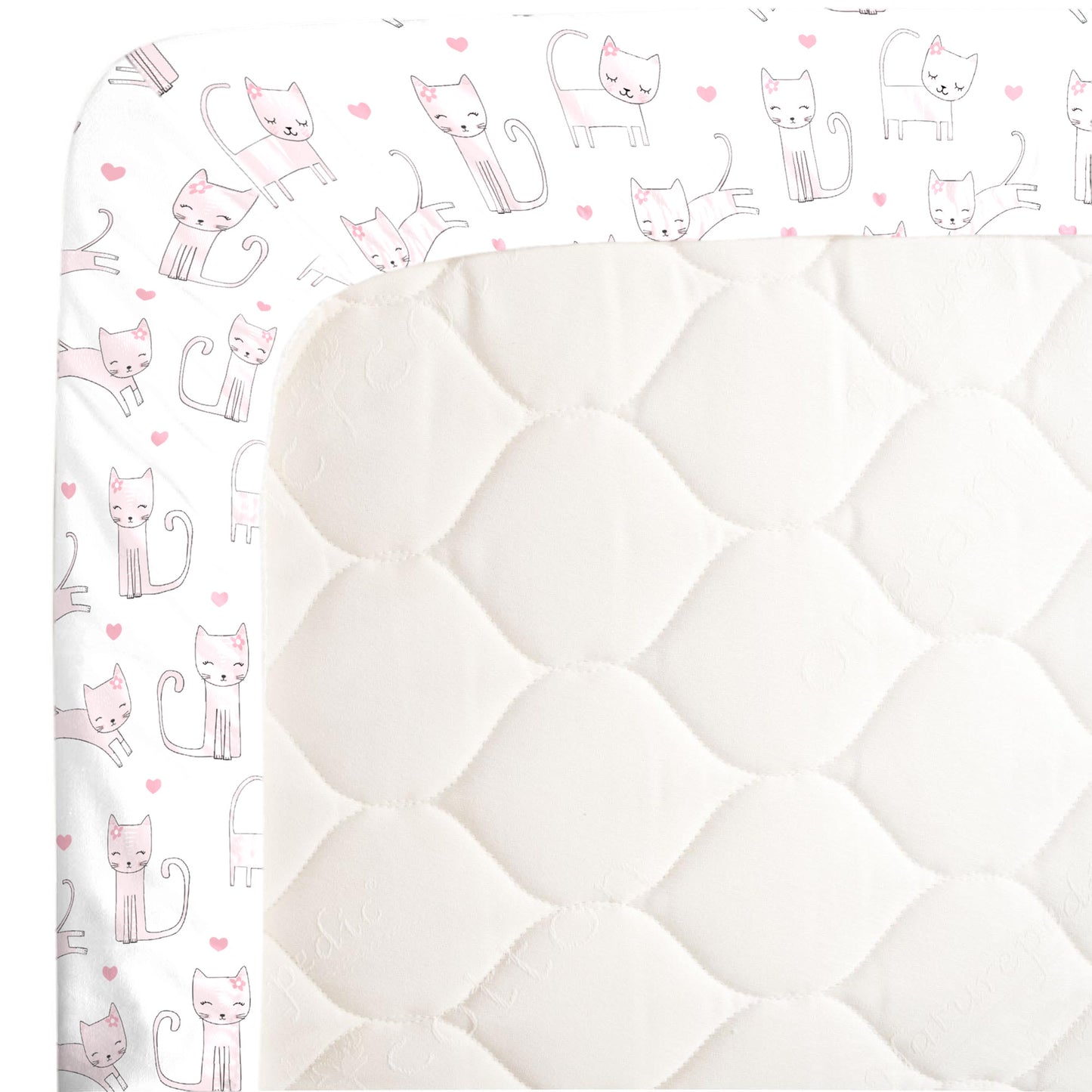 NoJo Super Soft Pink and White Purrdy Kitty Cat Fitted Mini Crib Sheet
