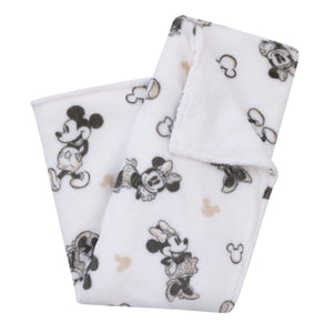 Disney Mickey and Minnie Mouse Black and White Super Soft Sherpa Baby Blanket
