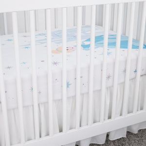 Disney Princess Cinderella - Light Blue and White Photo Op Fitted Crib Sheet