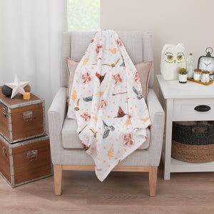 Warner Bros  Harry Potter White, Gold, and Tan Super Soft Plush Baby Blanket