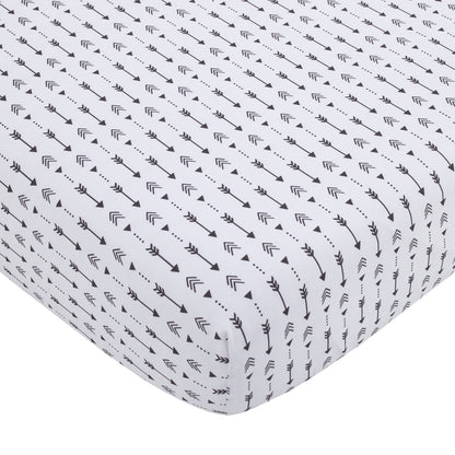 Little Love by NoJo Little Man Cave Ivory and Black Arrows Nursery Fitted Crib Sheet