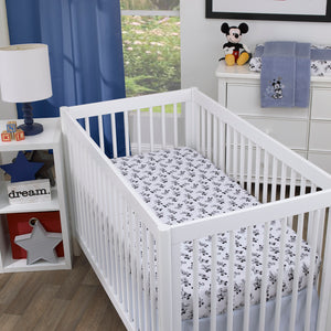 Disney Mickey Mouse - Timeless Mickey White and Black Fitted Crib Sheet