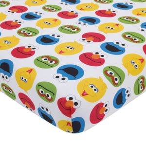 Sesame Street Best Friends Blue, Red, Yellow 4 Piece Toddler Bed Set - Comforter, Fitted Bottom Sheet, Flat Top Sheet, Reversible Pillowcase