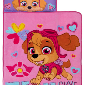NoJo Paw Patrol Team Skye Toddler Nap Mat -  Includes Attached Pillow and Fleece Blanket