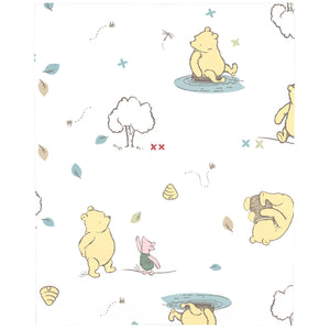 Disney Winnie the Pooh Classic Pooh 100% Cotton Fitted Crib Sheet in Ivory, Butter, Aqua and Orange