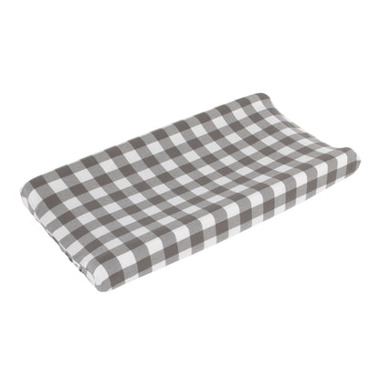 NoJo Grey and White Buffalo Check Changing Pad Cover