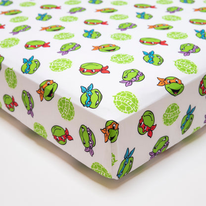 NoJo Teenage Mutant Ninja Turtles 4 Piece Toddler Bed Set - Includes a Comforter, Fitted Bottom Sheet, Flat Top Sheet, Reversible Pillowcase