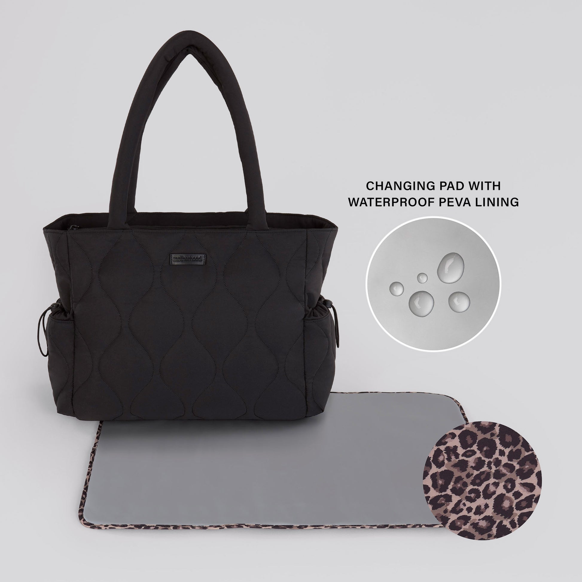 Motherhood Quilted Tote Diaper Bag, Black