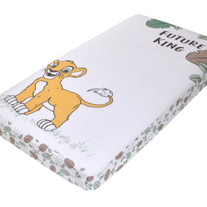 Lion King Teal, Sage, White and Gold Simba Future King Cotton Photo Op Fitted Crib Sheet