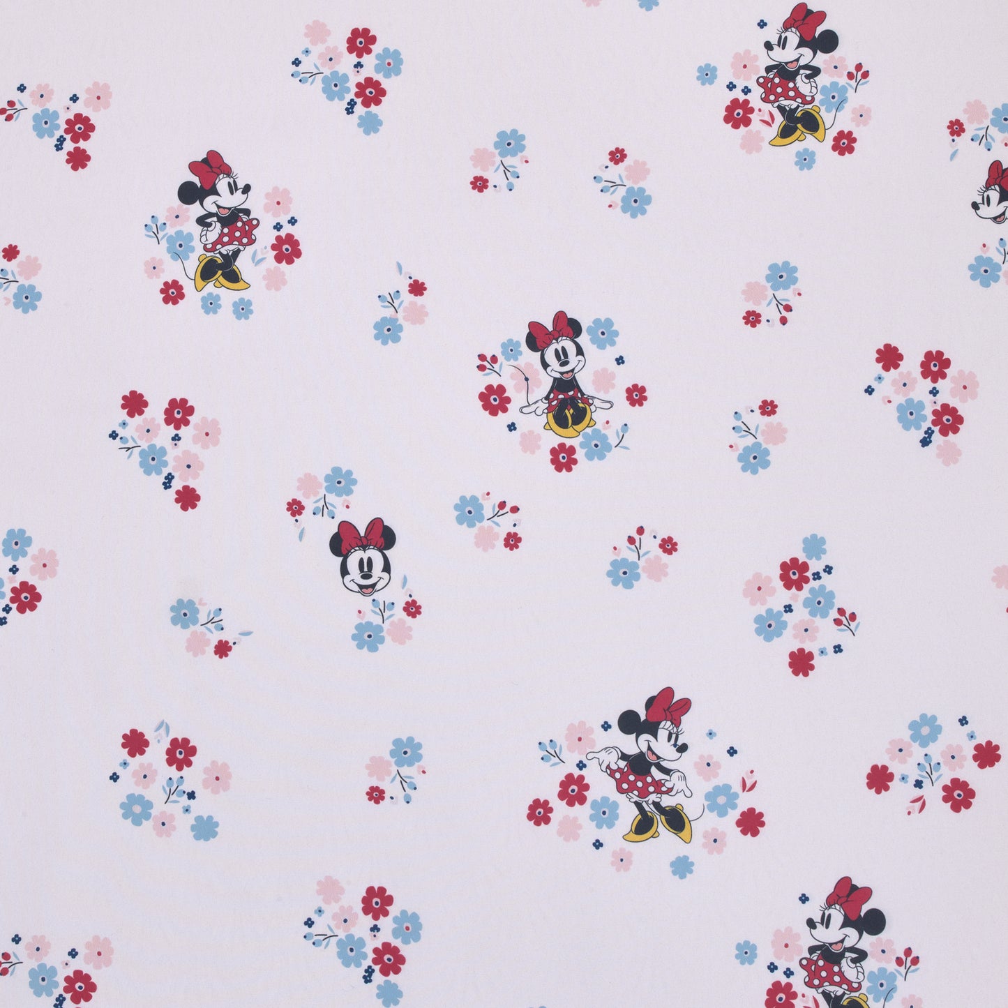 Disney Minnie Mouse - Pink, Blue and White Small Town Floral Nursery Fitted Crib Sheet