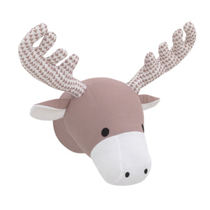 NoJo Brown and White Moose Plush Head Wall Decor