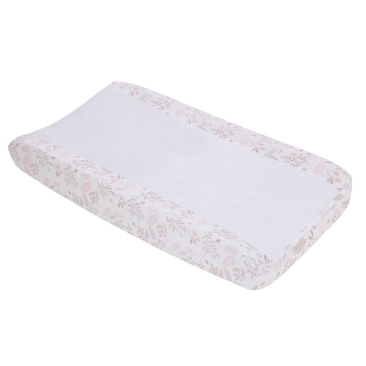 NoJo Sweet Bunny Pink, White, and Taupe Super Soft Contoured Changing Pad Cover