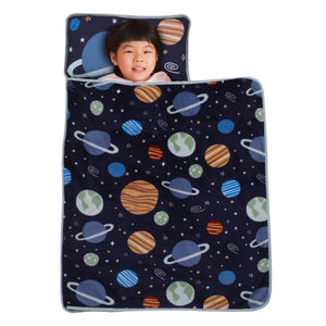 Everything Kids Solar System Navy, Orange, and Gray Toddler Nap Mat