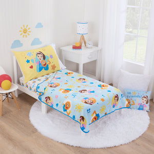 Ms. Rachel Happy Patchwork Toddler Blanket, Blue