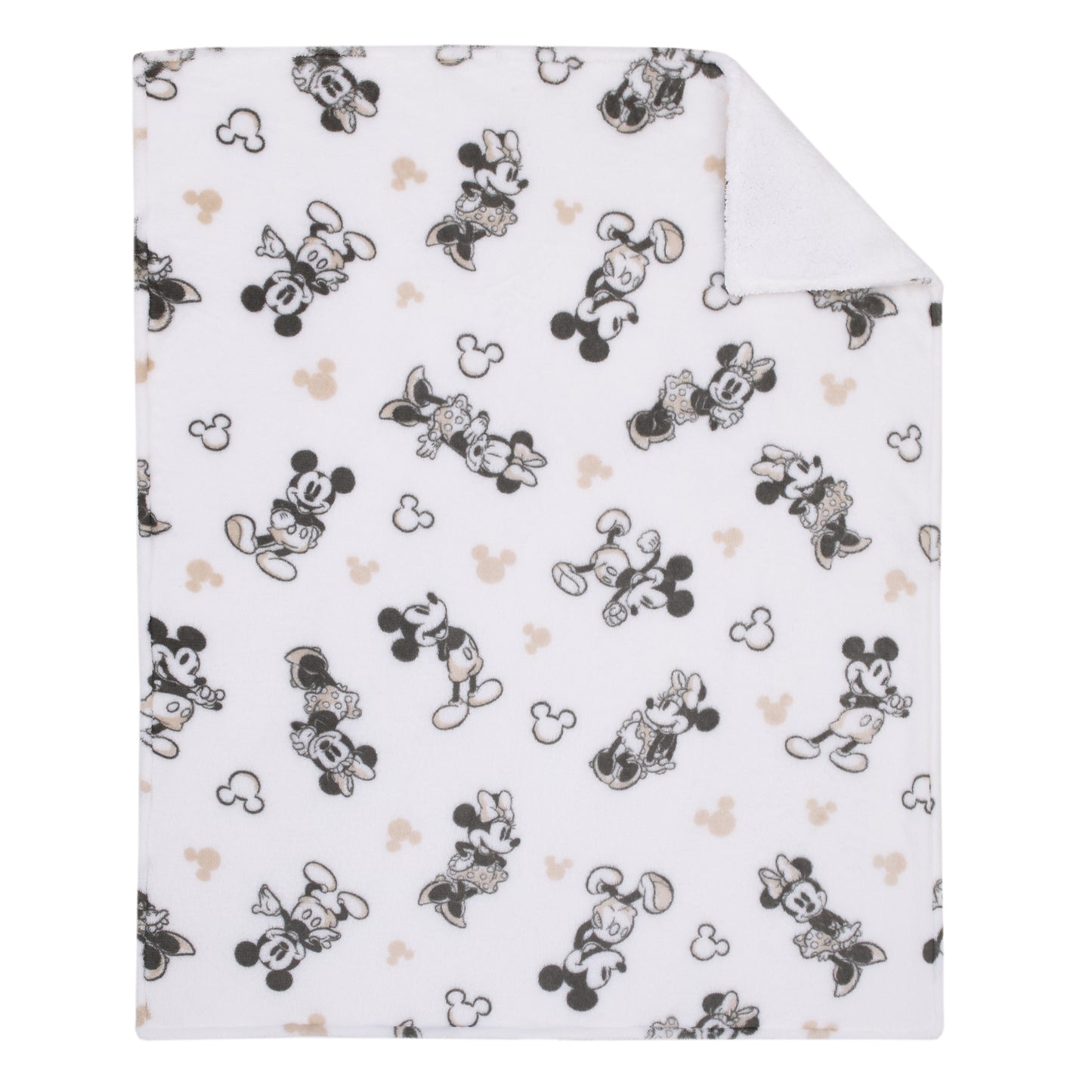 Disney Mickey and Minnie Mouse Black and White Super Soft Sherpa Baby Blanket