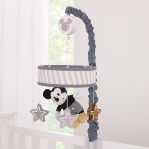 Disney Mickey Mouse Love Mickey Gray, Black, and Tan Plush Mickey Mouse and Stars Musical Mobile