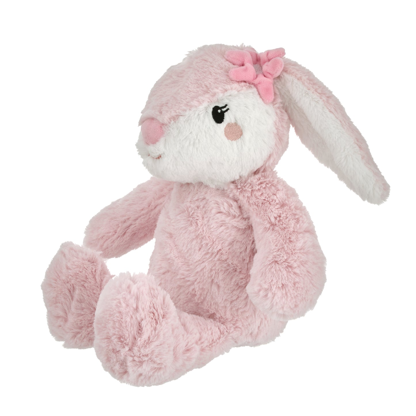 NoJo Keep Blooming Pink and White Super Soft Plush Stuffed Animal Bunny with Flower - "Opal"
