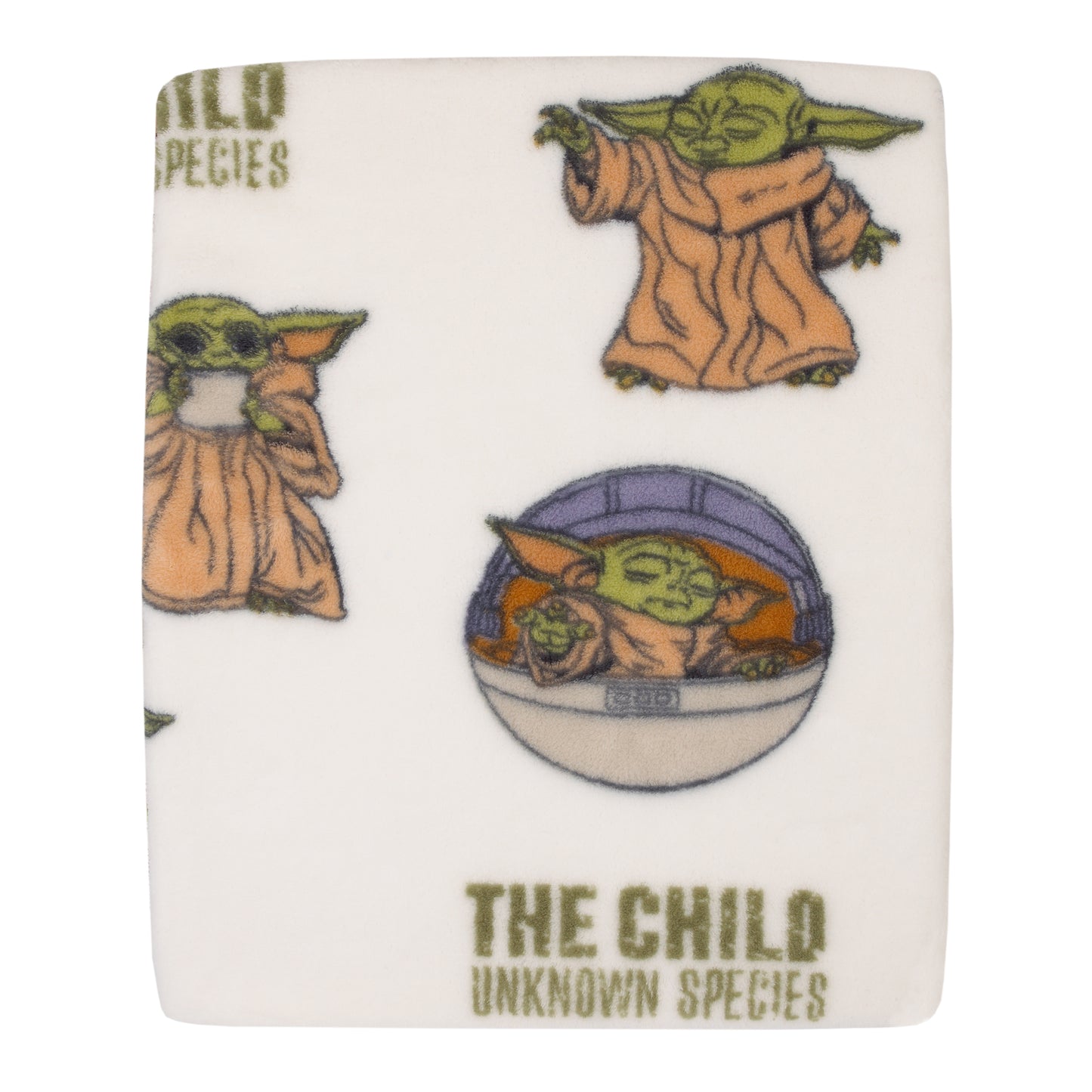 Star Wars The Mandalorian "The Child" Green, Tan, White Super Soft Toddler Blanket