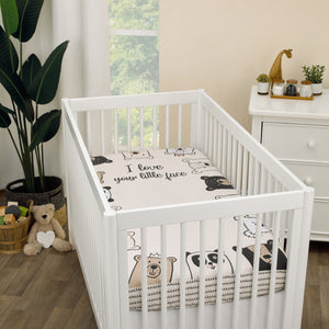 NoJo I Love Your Little Face Bears White 100% Cotton Photo Op Nursery Fitted Crib Sheet