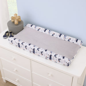 Little Love by NoJo Soar High Little One Gray, Navy, Light Blue, and White Airplanes Contoured Changing Pad Cover