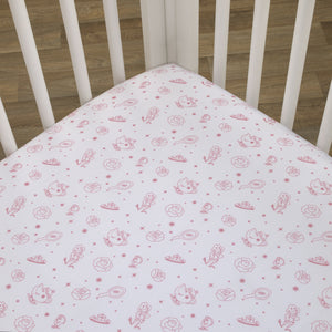 Disney Make A Wish Princess Pink and White Fitted Crib Sheet