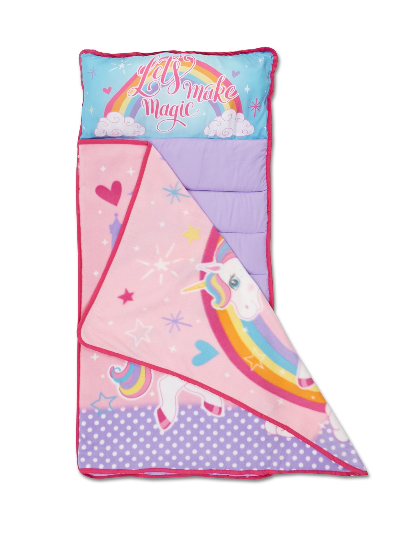 NoJo Unicorn Toddler Nap Mat - Includes Attached Pillow and Fleece Blanket