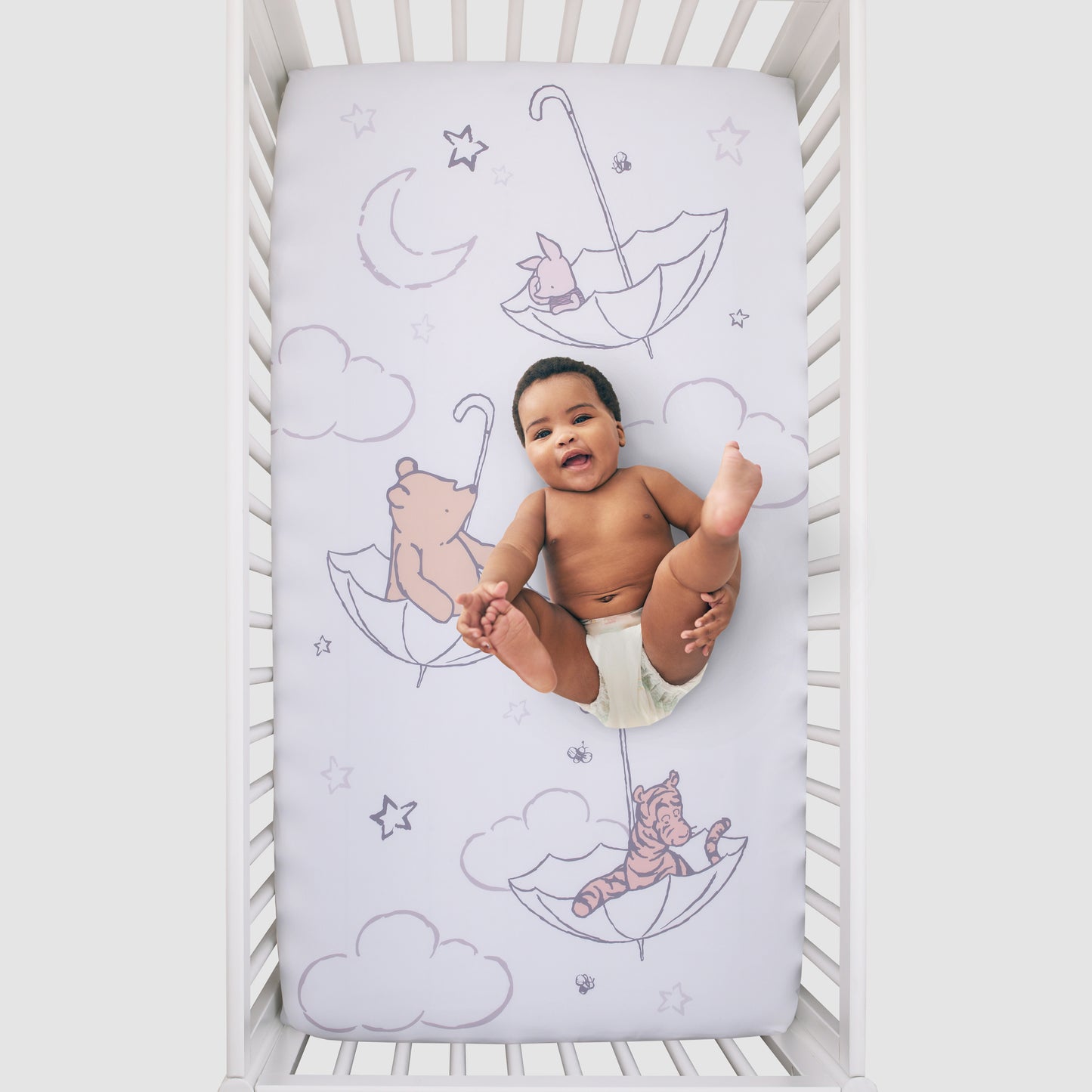 Disney Winnie the Pooh - Classic Pooh - Ivory, Tan and White Photo Op Fitted Crib Sheet