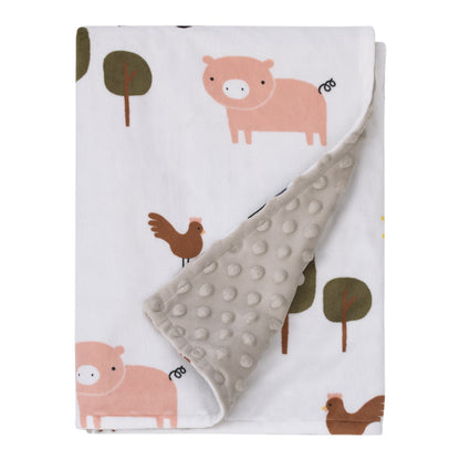 Little Love by NoJo Farm White, Gray, and Green Horses, Cows, and Chickens Super Soft Baby Blanket