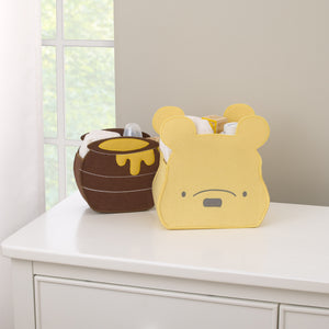 Disney Winnie the Pooh and Hunny Pot Yellow and Brown Two Piece Felt Storage Caddy - 1 Large, 1 Small
