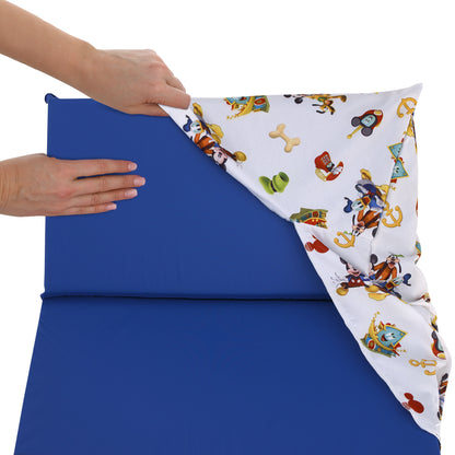 Disney Mickey Mouse Funhouse Crew Blue, Red, Yellow, and White, Funny, Donald Duck, Goofy and Pluto Preschool Nap Pad Sheet
