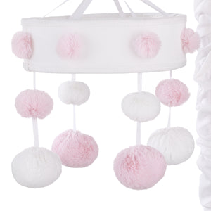 Ever & Ever Pom Pom Pink and White Plush Pom Poms Musical Mobile
