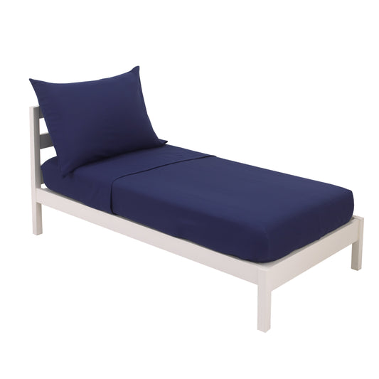 Everything Kids Solid Navy 3 Piece Toddler Sheet Set - Fitted Bottom Sheet, Flat Top Sheet, Reversible Pillowcase