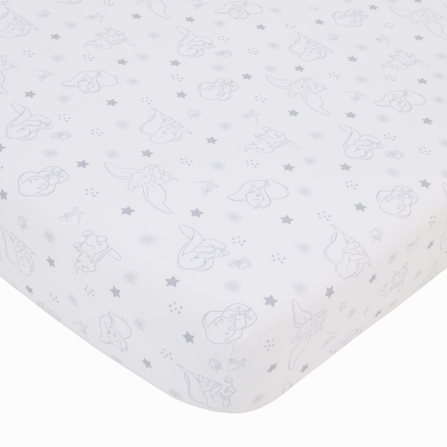 Disney Dumbo - Shine Bright Little Star Gray and White Fitted Crib Sheet